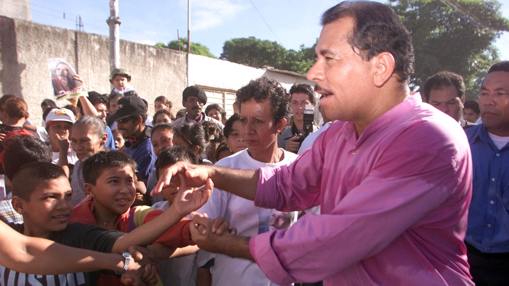 Nicaraguan presidential candidate Daniel Ortega greets supporters on the last day of the campaigning  [Max Trujillo/Getty Images]