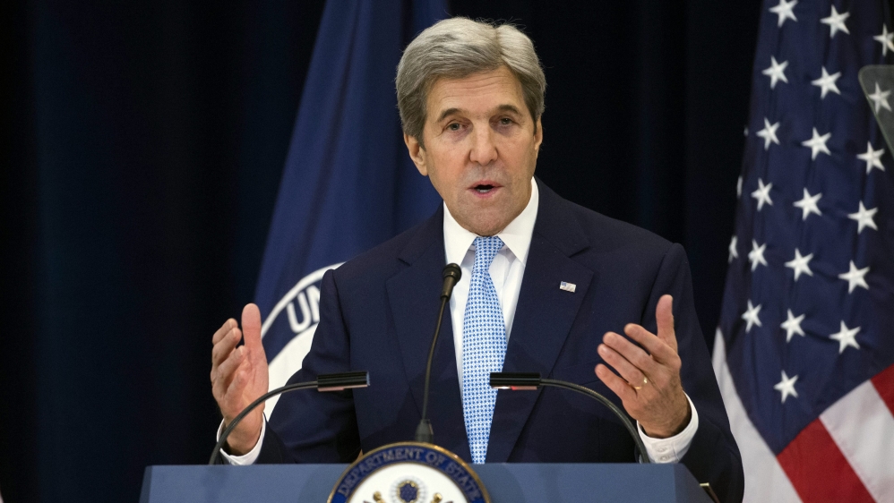 US Secretary of State John Kerry delivers remarks on Middle East peace plan