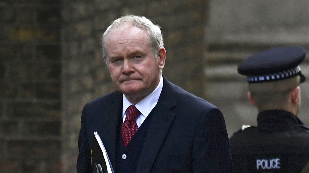 Martin McGuinness, deputy First Minister of Northern Ireland arrives at Downing Street in London