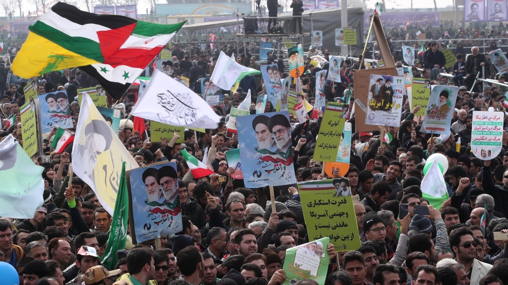Iranians take part in a ceremony marking the anniversary of Iran''s 1979 Islamic Revolution, in Tehran