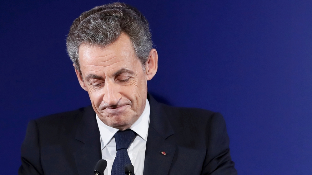 FILE PHOTO: Nicolas Sarkozy, former French president, at his headquarters in Paris
