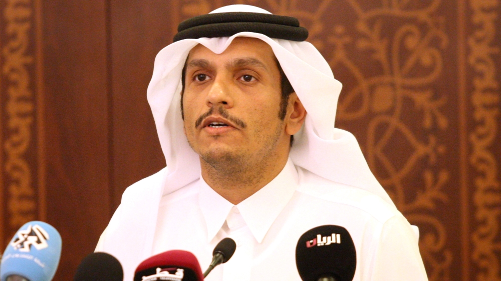 Qatar''s Foreign Minister Sheikh Mohammed bin Abdulrahman al-Thani attends a news conference in Doha