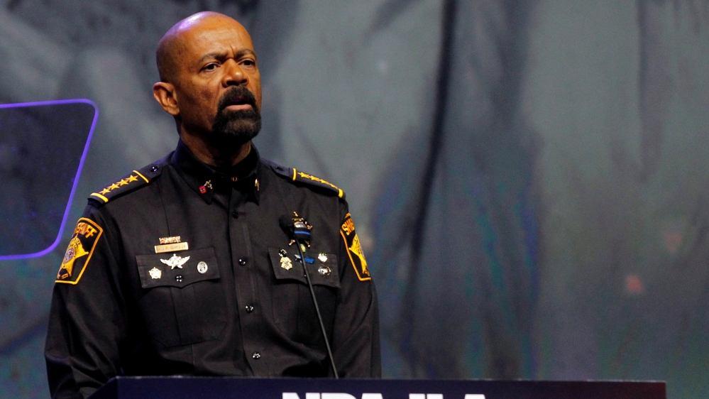 FILE PHOTO - Sheriff David Clark addresses members of the National Rifle Association during their NRA-ILA Leadership Forum at their annual meeting in Louisville