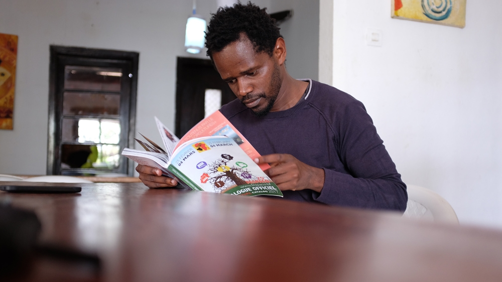 Ganza Buroko, the coordinator of Yole!Africa cultural centre [Sruthi Gottipati/Al Jazeera]