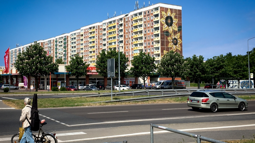 The 'Sunflower Building' today [Jacob Kushner/Al Jazeera]