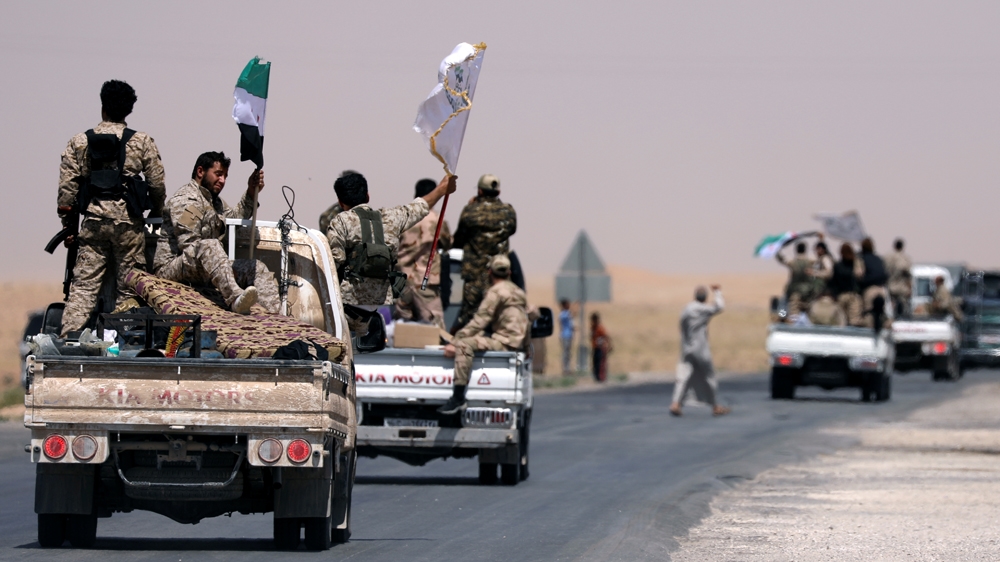 Syrian Democratic Forces (SDF) fighters on their way to Raqqa, Syria