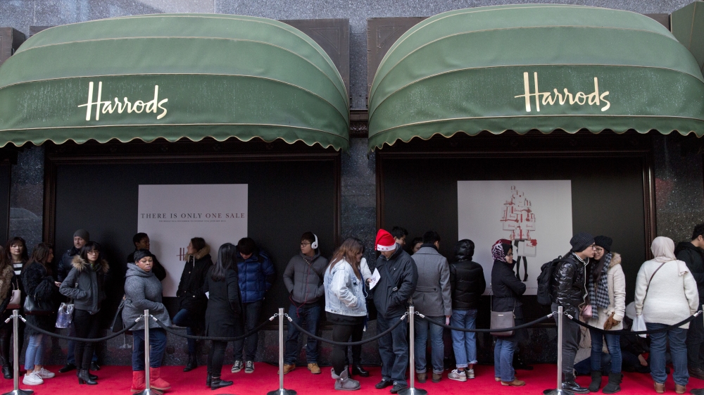 Shoppers queue for the Boxing Day sale at Harrods department store in London