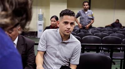 Jose Manuel Morales, son of Guatemala's president, sits in court during his trial in Guatemala City on August 30 [Reuters/Luis Echeverria]