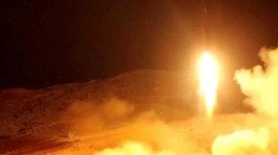 Pro-Houthi Al Masirah TV has aired purported images of Saturday's missile launch [Reuters]