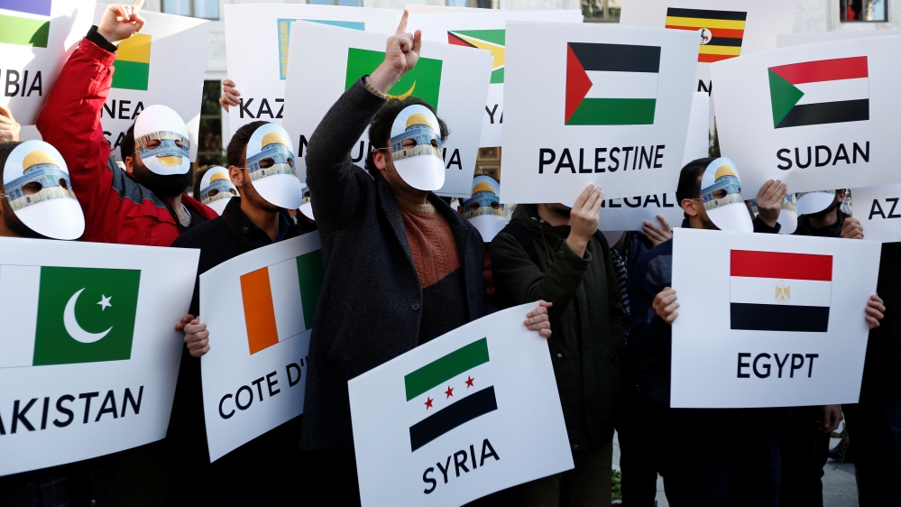Pro-Palestinian demonstrators shout slogans in Istanbul