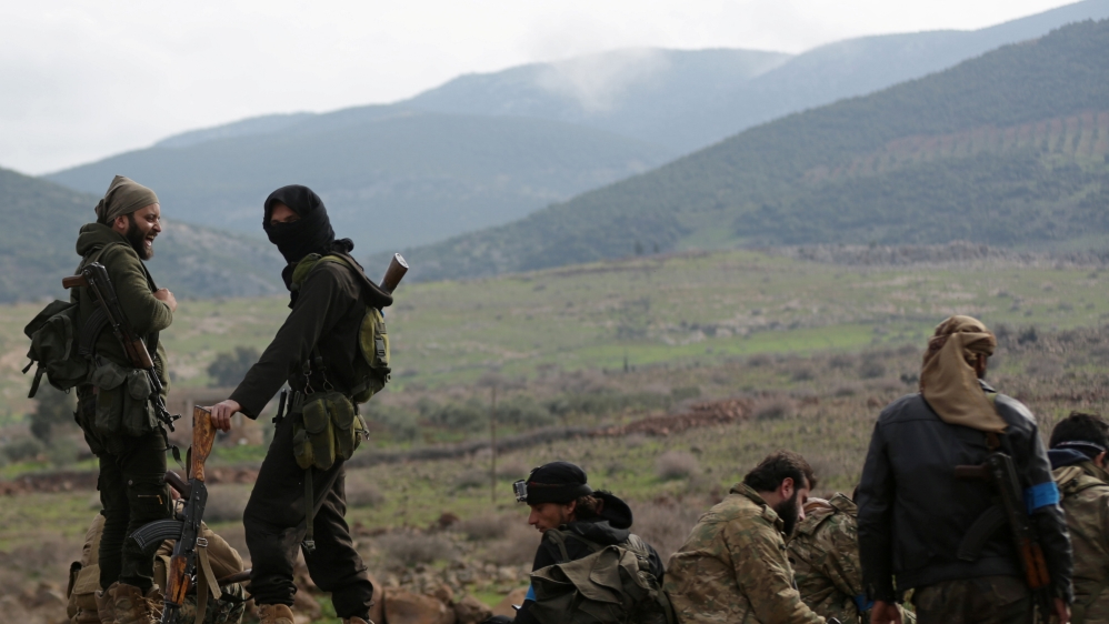 Turkish-backed Free Syrian Army fighters are seen in Northern Afrin countryside