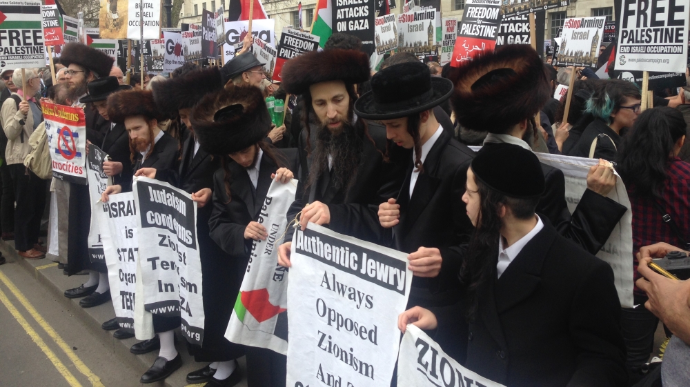 Protesters did not gather only in London, but in several other UK cities [Claire Gilbody Dickerson/Al Jazeera]