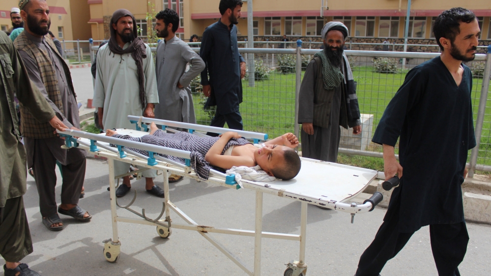 An Afghan child receives treatment at a hospital after Monday''s airstrike in Kunduz province, Afghanistan