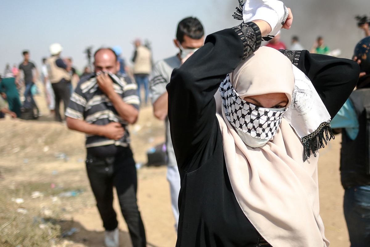 Palestinian women at protest [Hosam Salem/Al Jazeera]