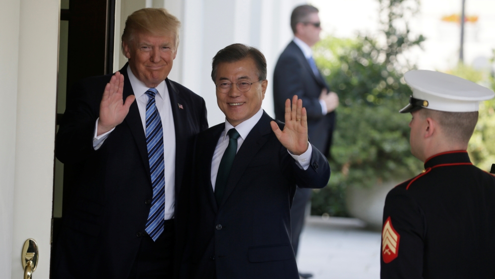 U.S. President Trump welcomes South Korean President Moon Jae-in at the White House in Washington