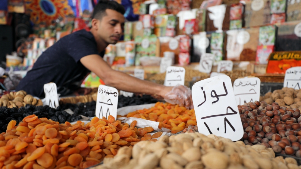 Nuts are sold at a market, ahead of the Muslim fasting month of Ramadan in Cairo