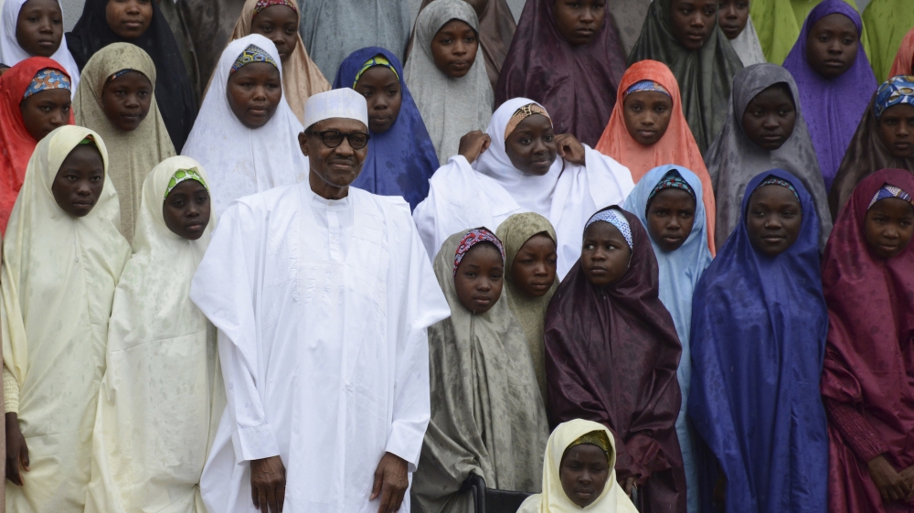 Boko Haram - abducted girls with Buhari AP