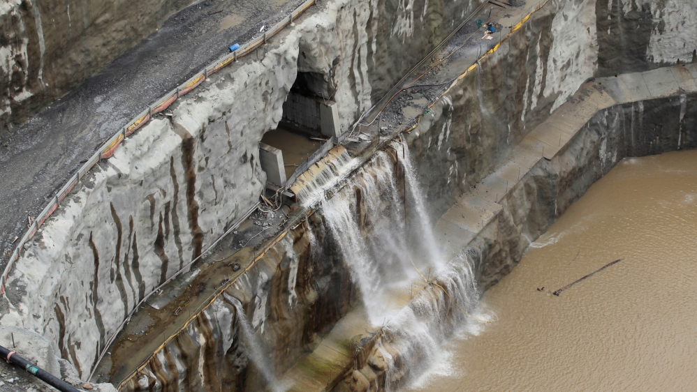 View of the construction at Hidroituango hydroelectric plant in Ituango