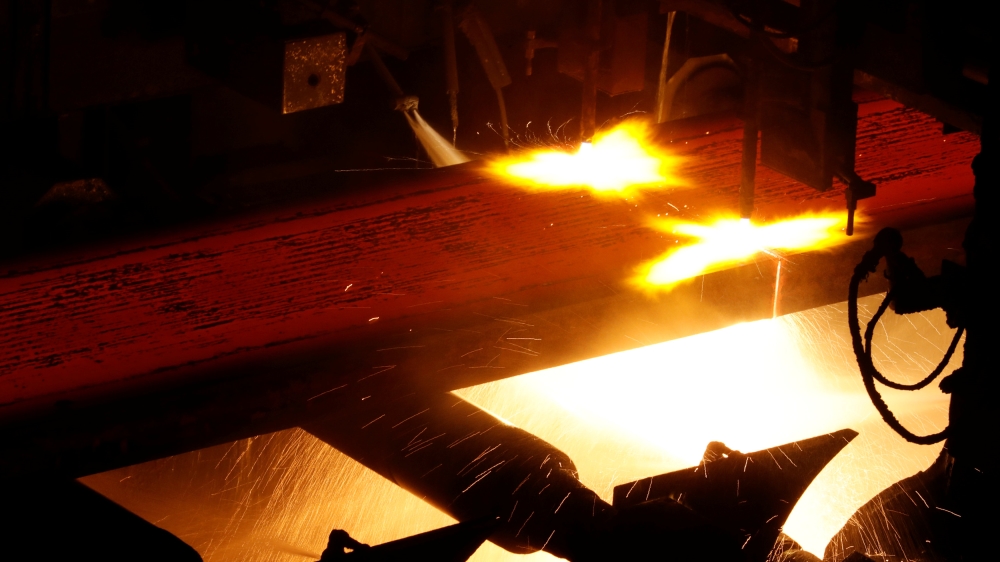 A production line of Nippon Steel & Sumitomo Metal Corp.''s Kimitsu steel plant is pictured in Kimitsu