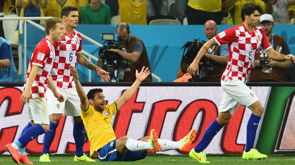 Fred's (centre) foul made Croatia manager suggest FIFA hand over the World Cup to Brazil if referees were to remain biased [Christopher Lee/Getty Images]