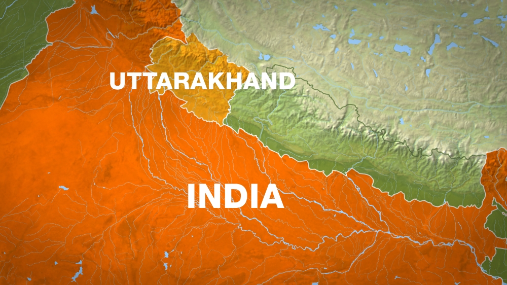 India map showing Uttarakhand.