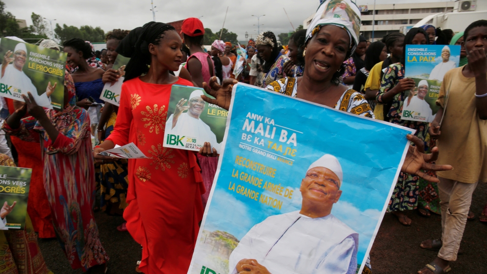 Supporters of Ibrahim Boubacar Keita ahead of the July 29 vote [File: Luc Gnago/Reuters]