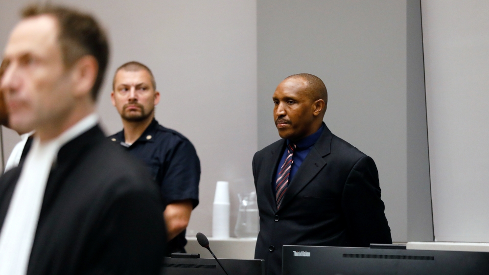 Congolese warlord Ntaganda enters the courtroom of the ICC in the Hague