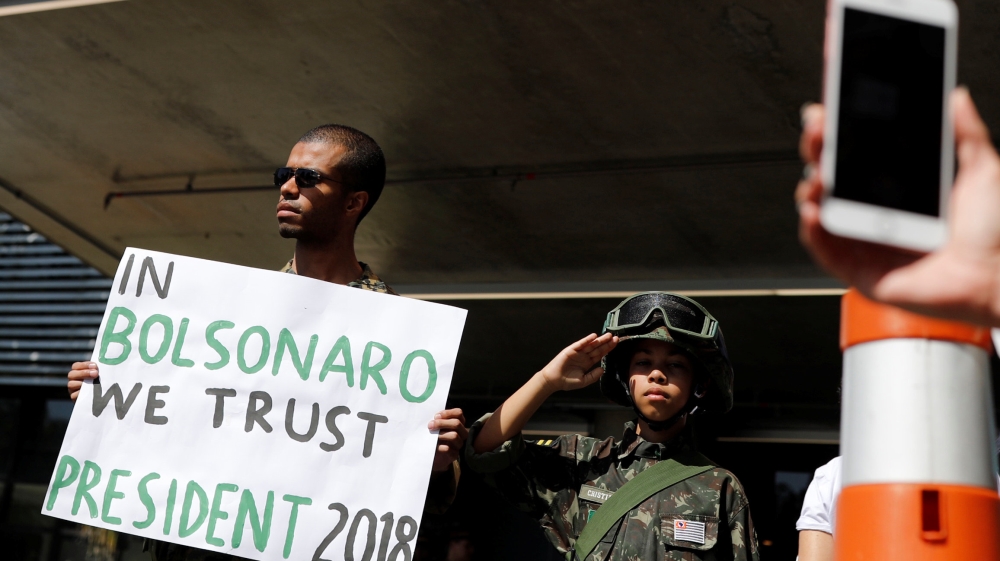 Supporters of Brazilian presidential candidate Jair Bolsonaro