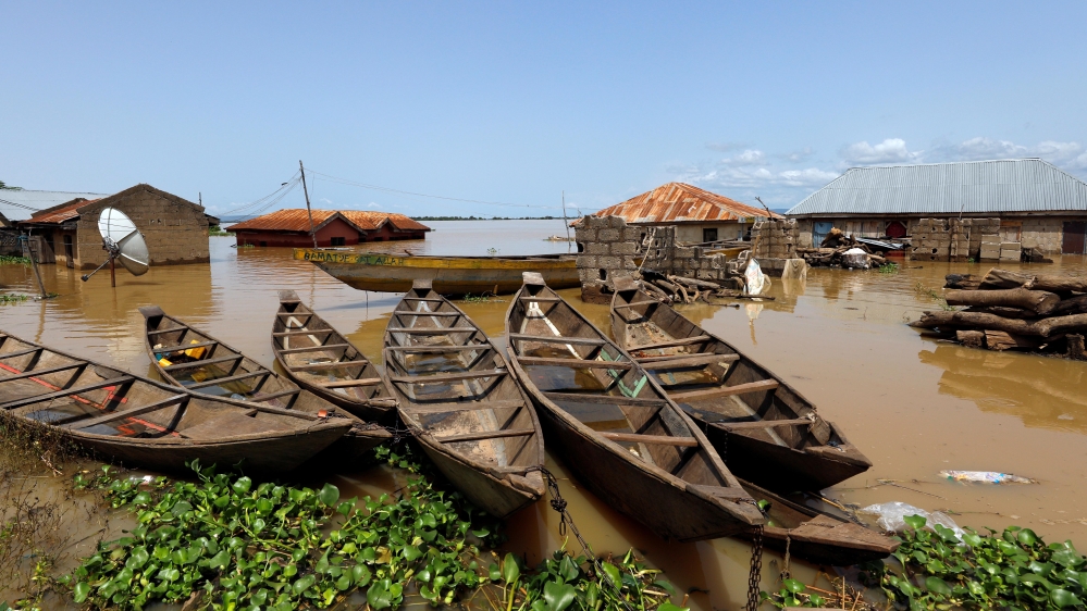 Partially submerged houses are pictured in flood waters in Lokoja city, Kogi State, Nigeria September 17, 2018. REUTERS/Afolabi Sotunde