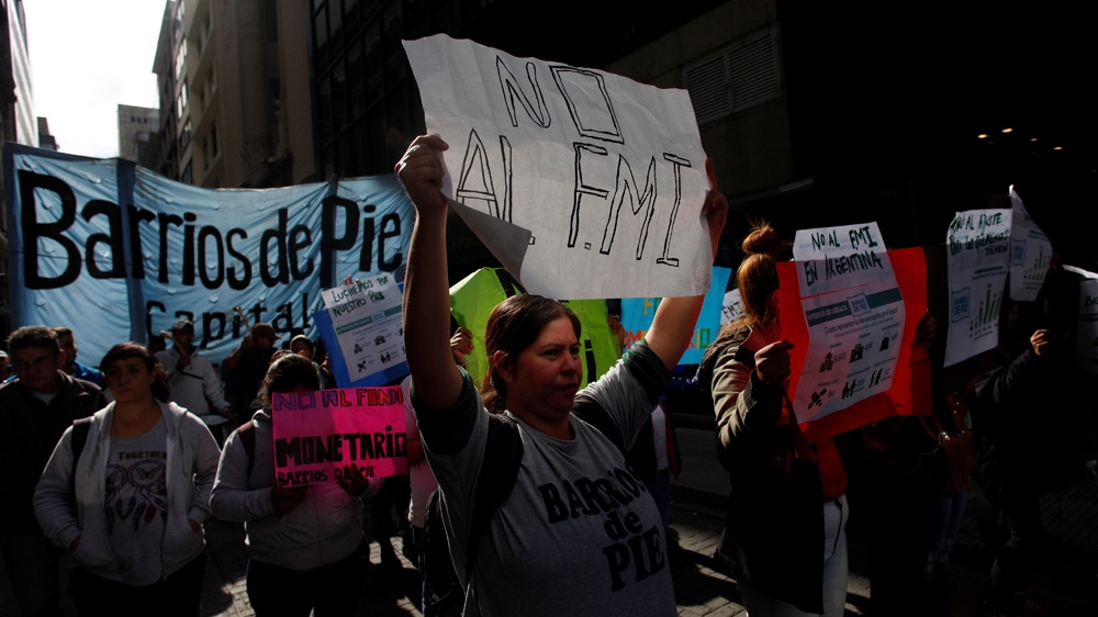 The IMF loan has provoked outrage from Argentinians who blame the organisation for the country's worst ever financial crisis [Martin Acosta/Reuters]
