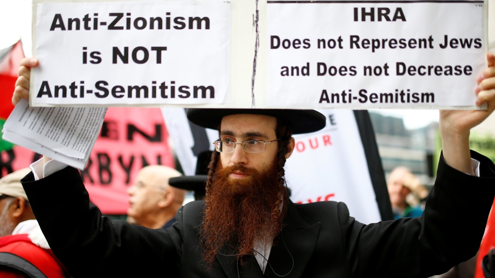 Demonstrator Labour anti-semitism