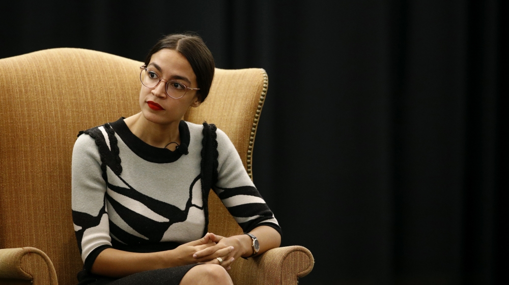 New York congressional candidate Alexandria Ocasio-Cortez participates in a town hall meeting [Patrick Semansky/AP Photo]