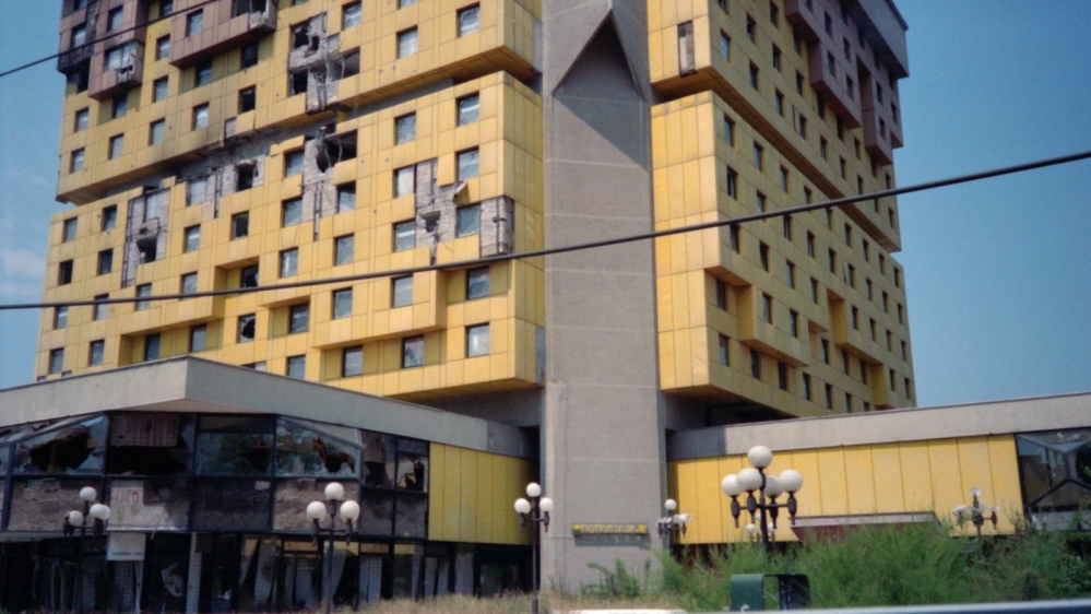 Part of the hotel was abandoned due to daily shelling and destruction, but the other side was functioning albeit under highly unusual circumstances [Joel Brand]