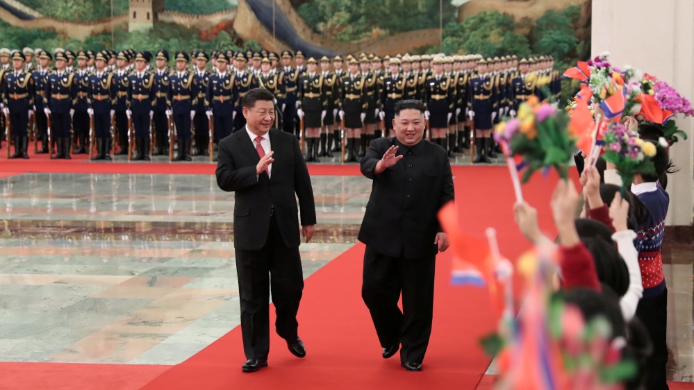 Chinese President Xi Jinping holds a welcoming ceremony for North Korean leader Kim Jong Un