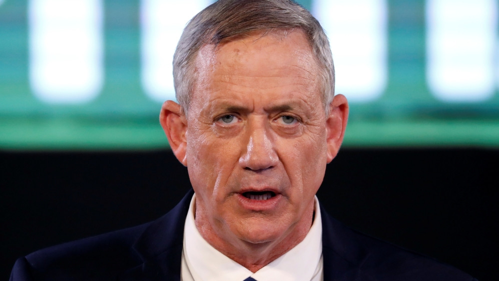 Benny Gantz, a former Israeli armed forces chief and head of Israel Resilience party, delivers his first political speech at the party campaign launch in Tel Aviv, Israel