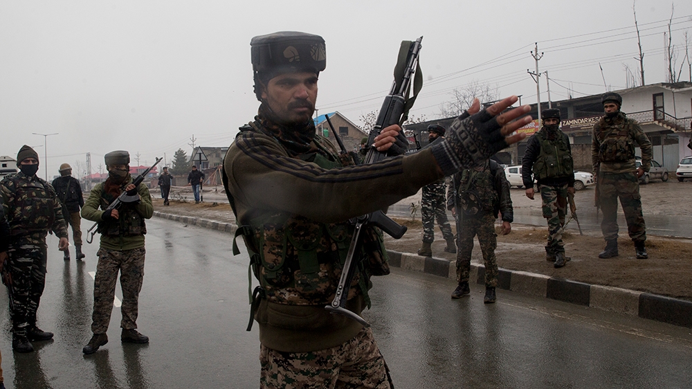 Security forces sealed the area and internet services have been suspended in south Kashmir [Dar Yasin/AP]