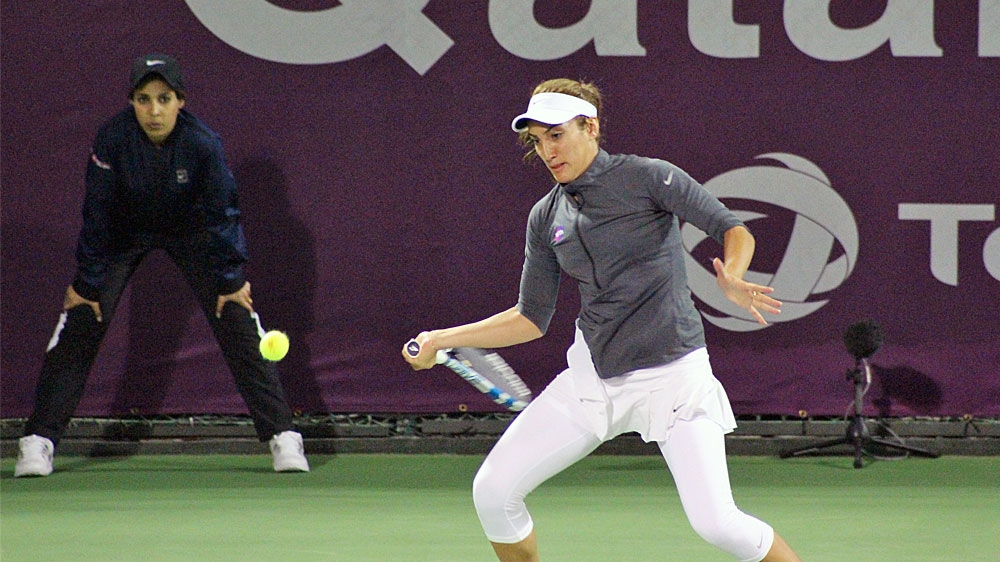 Oman's top player Nabhani wears leggings with her skirt for all her matches [Saba Aziz/Al Jazeera] 
