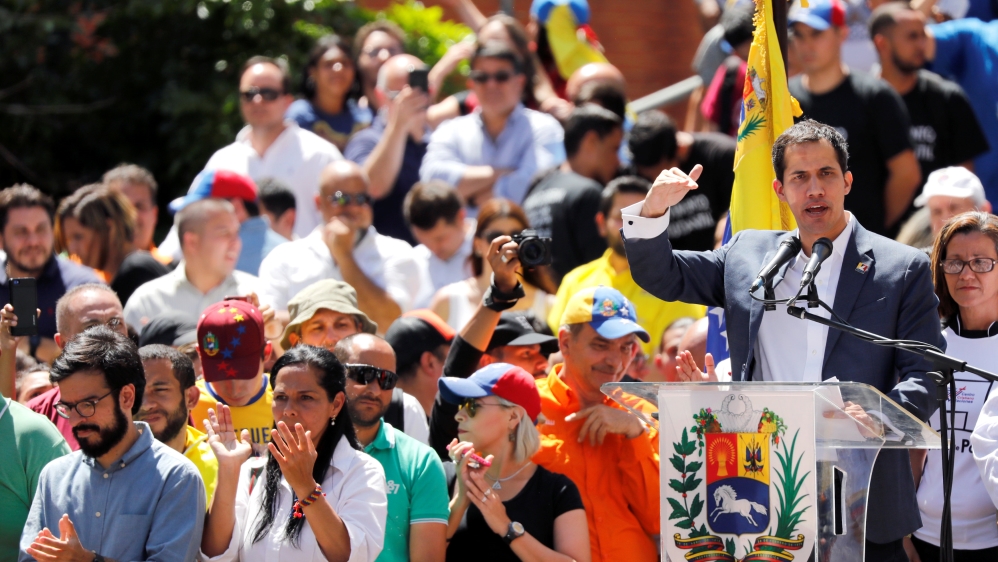 Venezuelan opposition leader Juan Guaido, attends a rally to commemorate the Day of the Youth [Manaure Quintero/Reuters]
