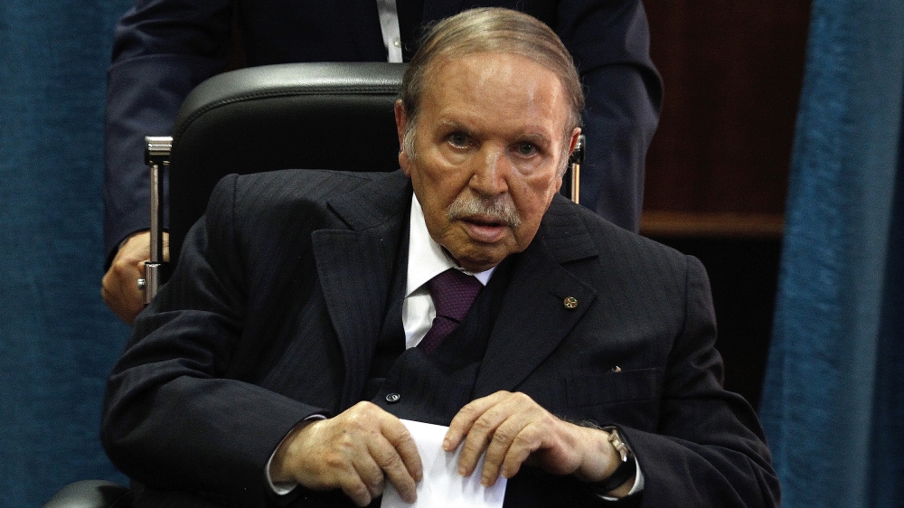 Algerian President Abdelaziz Bouteflika prepares to vote in Algiers, Thursday, May 4, 2017. Algerians vote Thursday in parliamentary elections the government hopes will give it a mandate as it struggl
