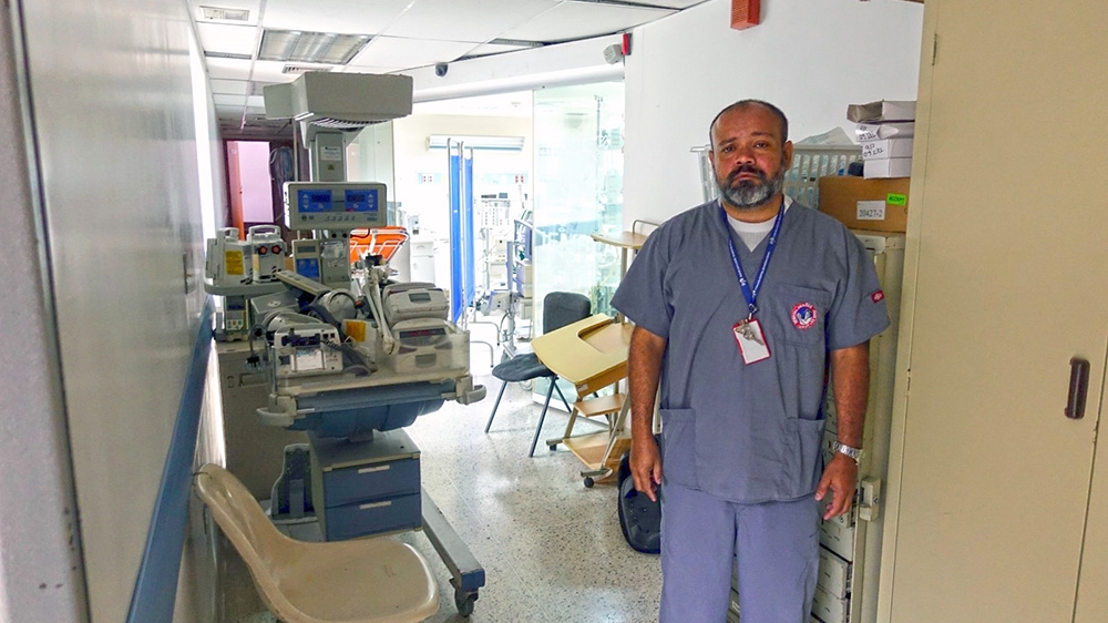 'The first blackout hit on March 7, and until a week ago, I was working in this hospital with no water whatsoever,' said Rivas, a paediatrician [Elizabeth Melimopoulos/Al Jazeera]  