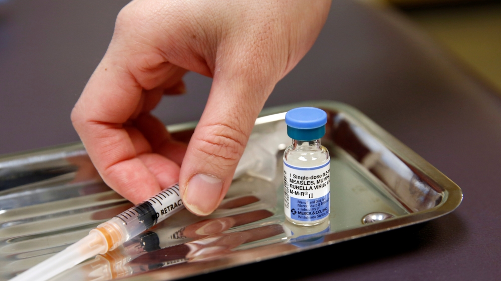 A vial of the measles, mumps, and rubella