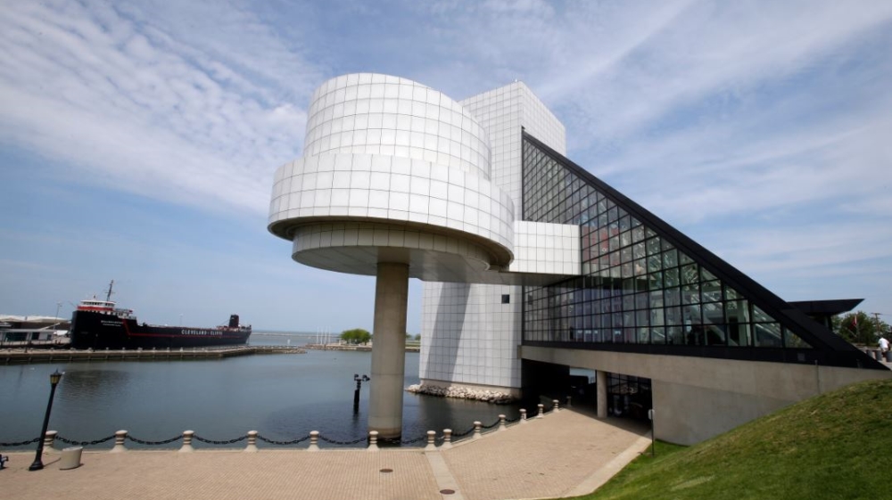 The I.M. Pei-designed Rock and Roll Hall of Fame and Museum, located on the shores of Lake Erie in Cleveland [File: Mark Duncan/AP Photo]