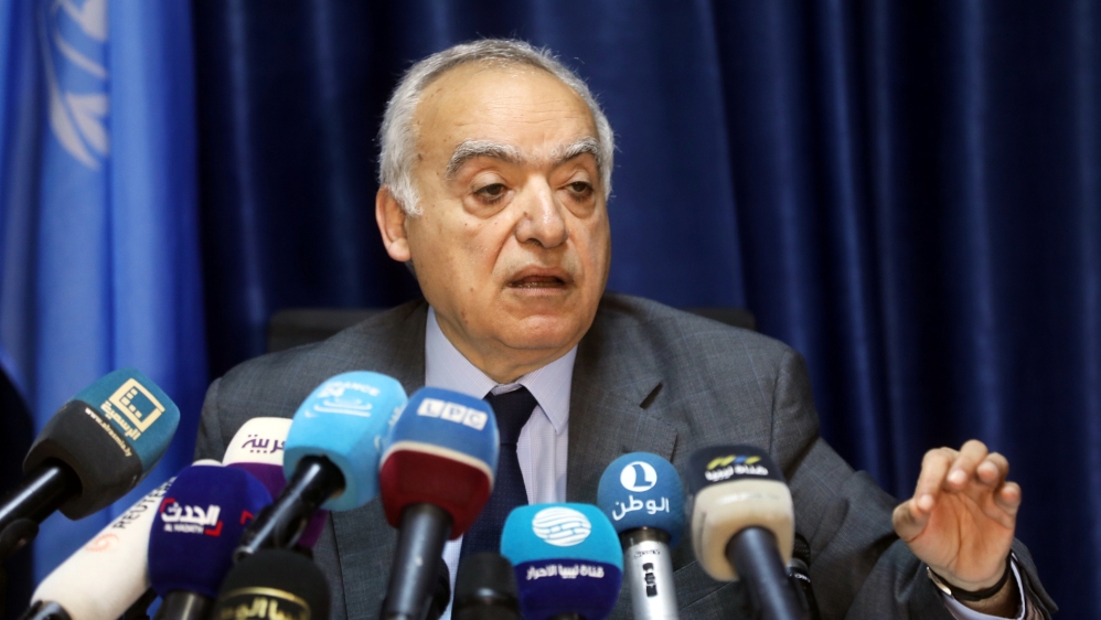The U.N. Envoy for Libya, Ghassan Salame, speaks during a news conference in Tripoli