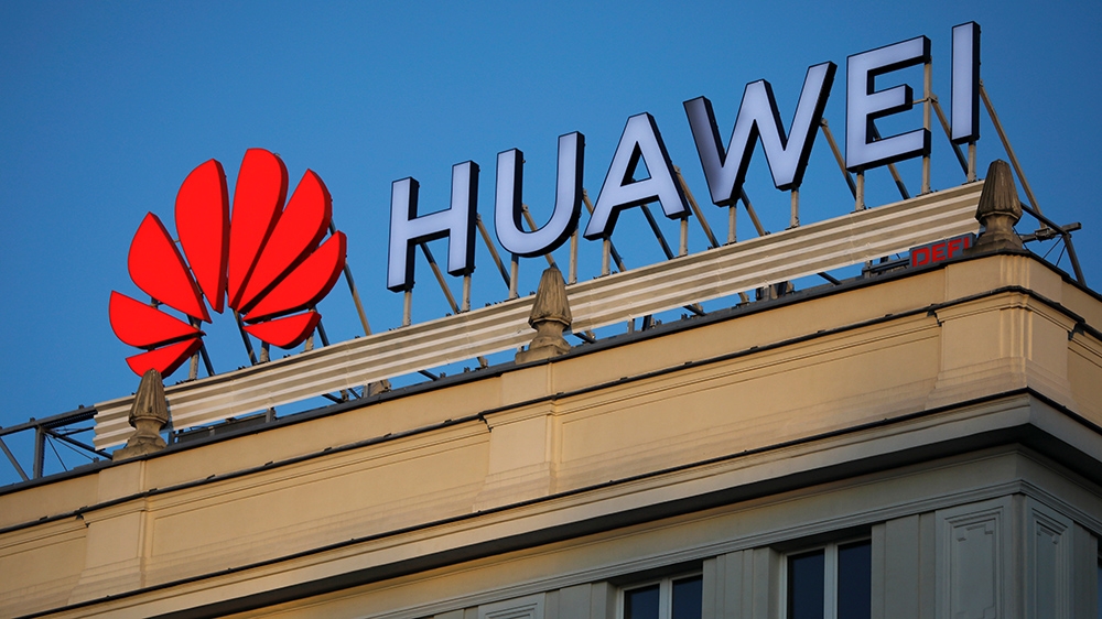 Huawei logo in in Warsaw, Poland, June 2019