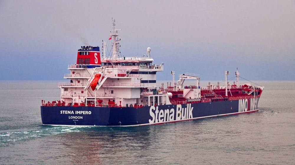 Undated handout photograph shows the Stena Impero, a British-flagged vessel owned by Stena Bulk, at an undisclosed location, obtained by Reuters on July 19, 2019. Stena Bulk/Handout/via REUTERS ATTENT