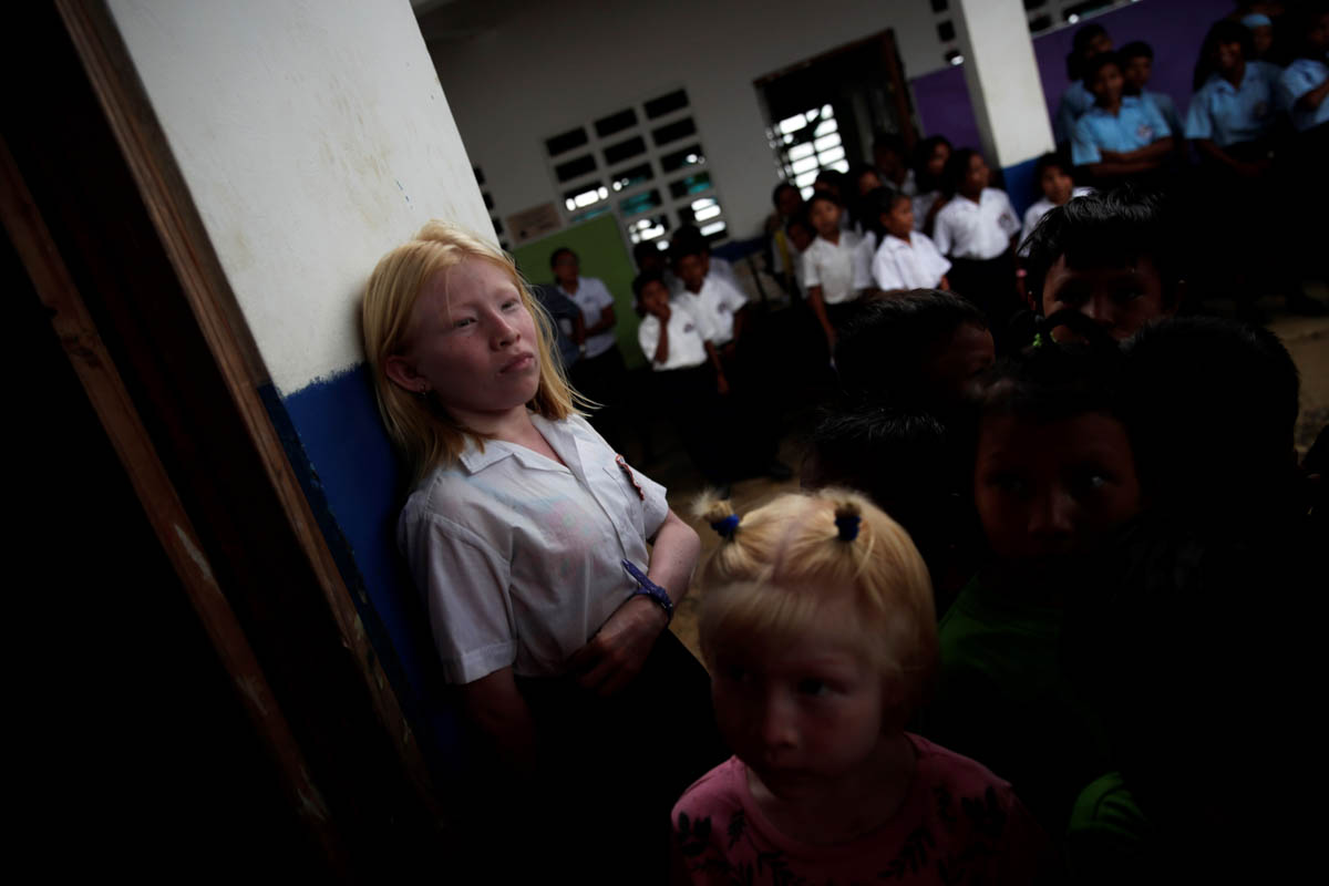 Yamaris Lopez (L), aged 11, and Loidibeth Alfaro, aged 5, attend school on the Gardi Sugdub island, in the Guna Yala region, Panama, 11 June 2019. The indigenous Guna people, one of seven ethnic group