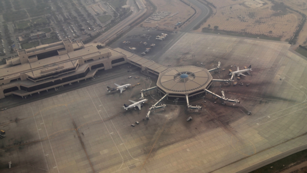 FILE PHOTO: An arial view of the airplane hub at the airport in Karachi