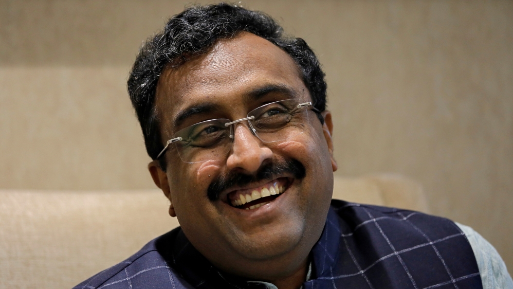 Ram Madhav, a senior leader in India''s ruling Bharatiya Janata Party, reacts during an interview with Reuters in New Delhi