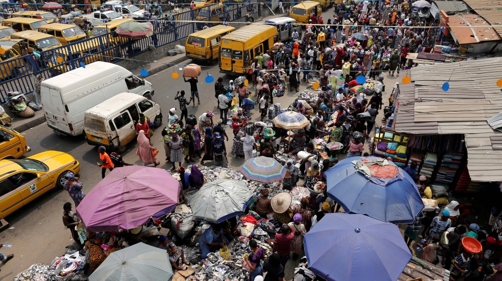 People shop at Idumota Market in Lagos Nigeria