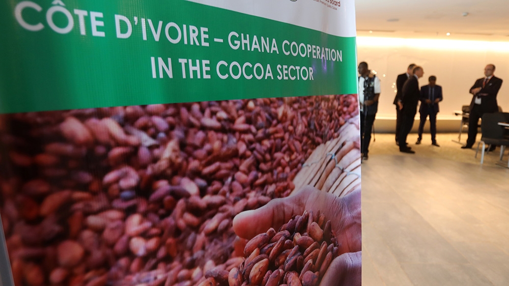 Signage in Ivory Coast fro cocoa meeting